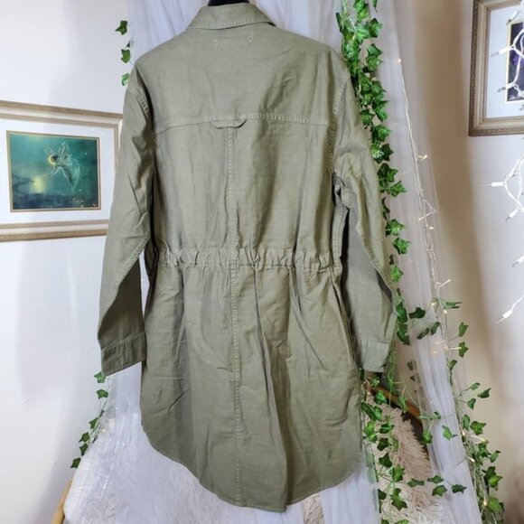 OuterKnown Shirt Dress Two Pocket Long Sleeve Button Up Size L NWT $178 Organic - Picture 4 of 7